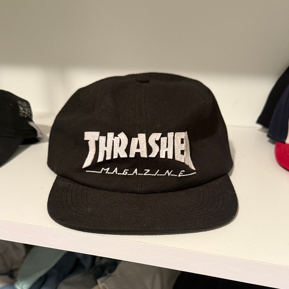 Thrasher Black Hat with White Logo